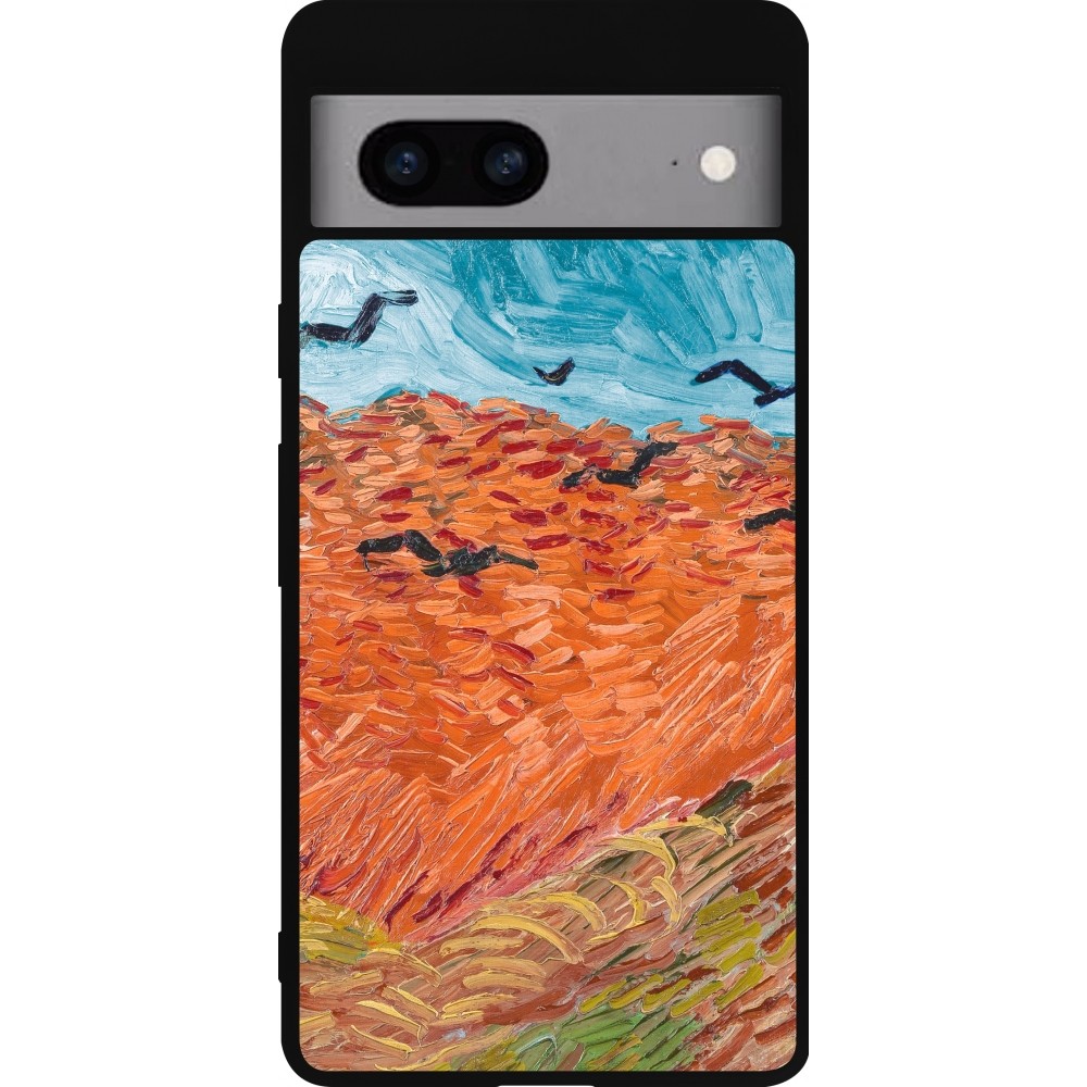 Coque Google Pixel 7a - Silicone rigide noir Autumn 22 Van Gogh style