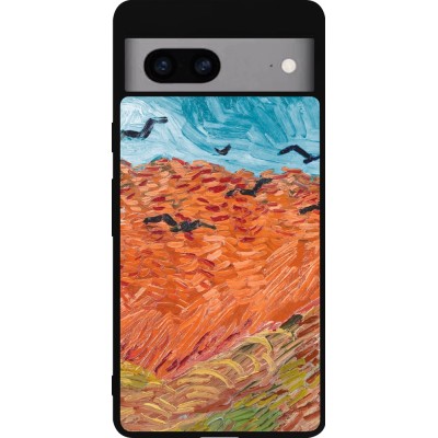 Coque Google Pixel 7a - Silicone rigide noir Autumn 22 Van Gogh style