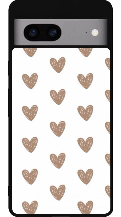 Coque Google Pixel 7a - Silicone rigide noir Autumn 2024 brown hearts