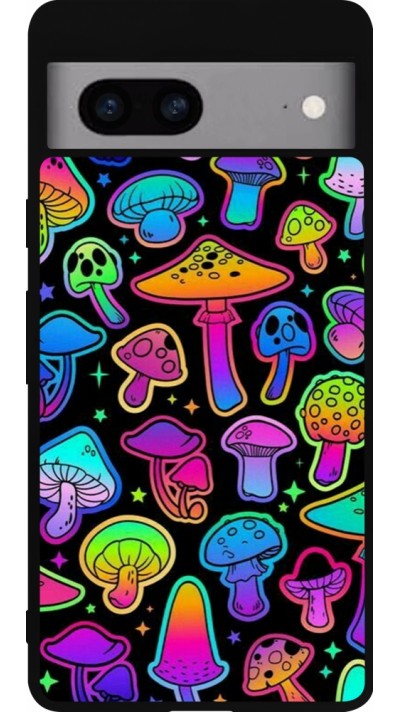 Coque Google Pixel 7a - Silicone rigide noir Autumn 2024 magic mushrooms