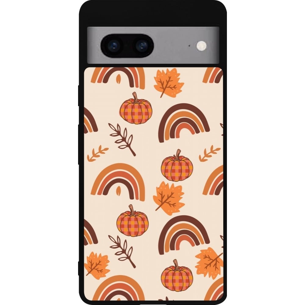 Coque Google Pixel 7a - Silicone rigide noir Autumn 2024 rainbow