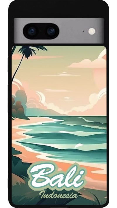 Coque Google Pixel 7a - Silicone rigide noir Bali Landscape