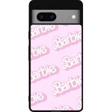 Coque Google Pixel 7a - Silicone rigide noir Barbie light pink pattern