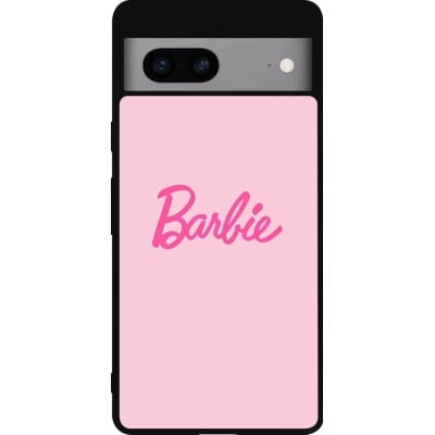 Coque Google Pixel 7a - Silicone rigide noir Barbie Text