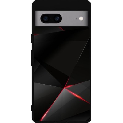 Coque Google Pixel 7a - Silicone rigide noir Black Red Lines