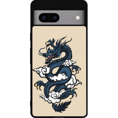 Coque Google Pixel 7a - Silicone rigide noir Blue Dragon Tattoo