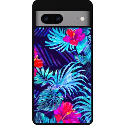 Coque Google Pixel 7a - Silicone rigide noir Blue Forest