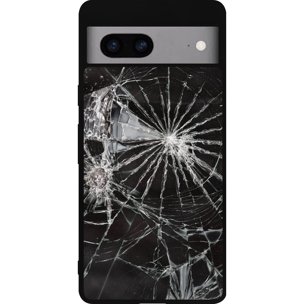 Coque Google Pixel 7a - Silicone rigide noir Broken Screen