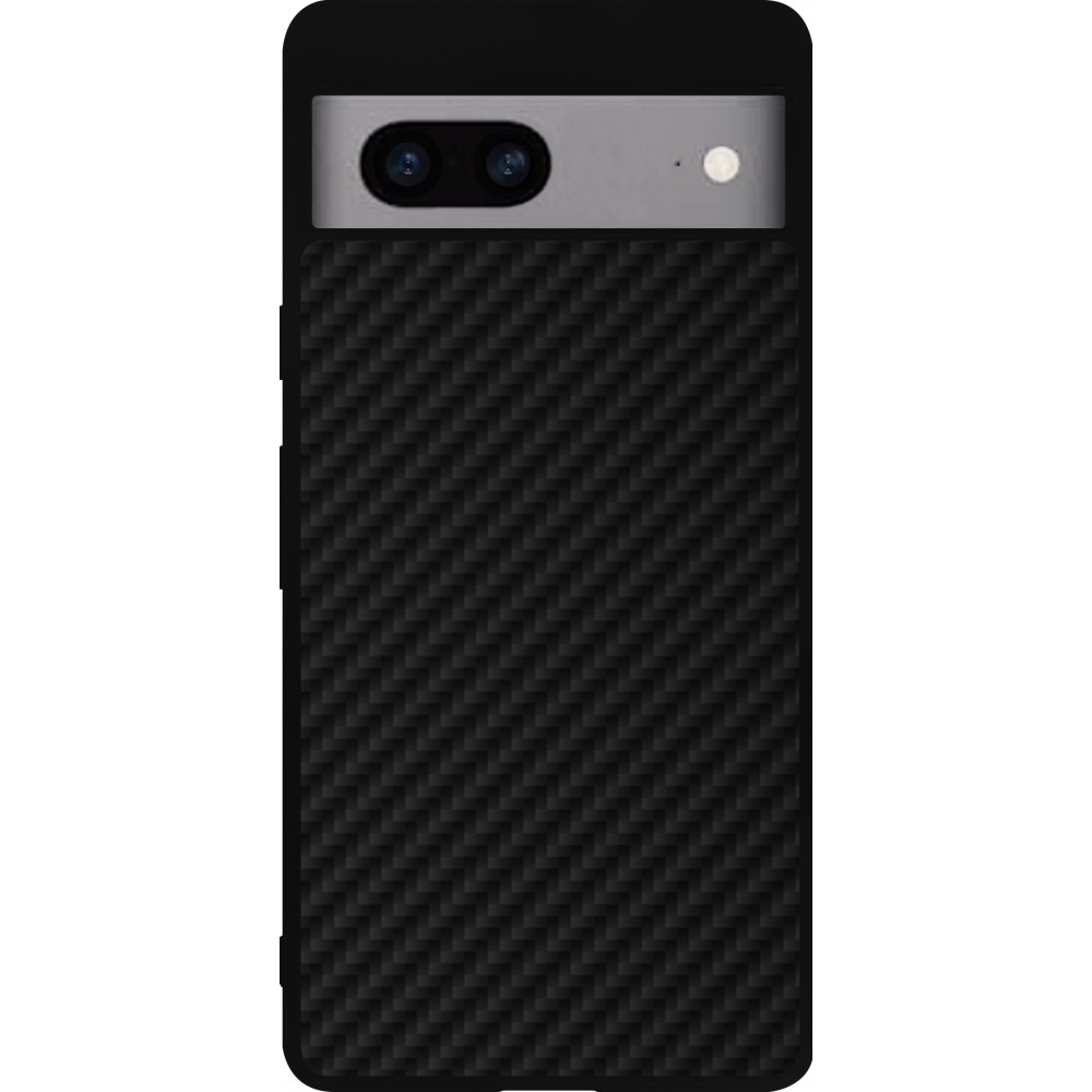 Coque Google Pixel 7a - Silicone rigide noir Carbon Basic