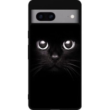 Coque Google Pixel 7a - Silicone rigide noir Cat eyes