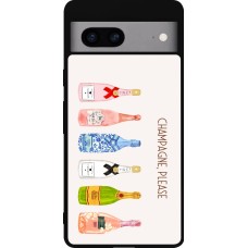 Coque Google Pixel 7a - Silicone rigide noir Champagne Please