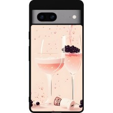 Coque Google Pixel 7a - Silicone rigide noir Champagne Pouring Pink