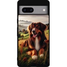 Coque Google Pixel 7a - Silicone rigide noir Chien Campagne Suisse