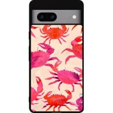 Coque Google Pixel 7a - Silicone rigide noir Crabs Paint