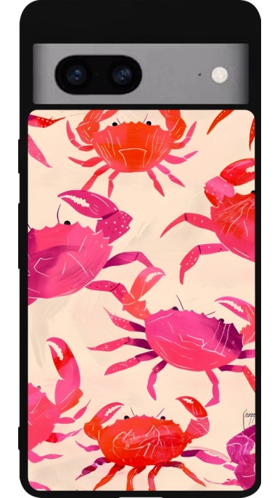 Coque Google Pixel 7a - Silicone rigide noir Crabs Paint