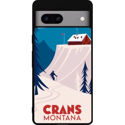 Coque Google Pixel 7a - Silicone rigide noir Crans-Montana Cabane