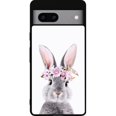 Coque Google Pixel 7a - Silicone rigide noir Easter 2023 flower bunny