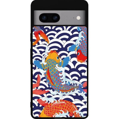 Coque Google Pixel 7a - Silicone rigide noir Easter 2023 japanese fish