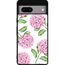 Google Pixel 7a Case Hülle - Silikon schwarz Easter 2024 pink flowers