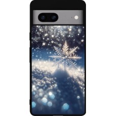 Coque Google Pixel 7a - Silicone rigide noir Flocon Solaire Éclat