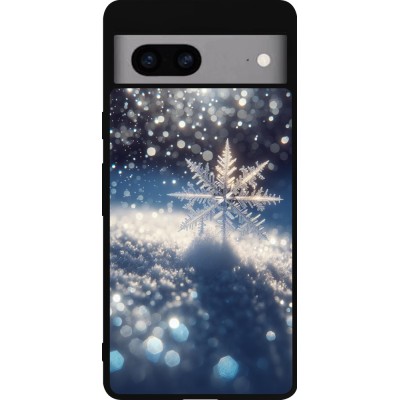 Coque Google Pixel 7a - Silicone rigide noir Flocon Solaire Éclat