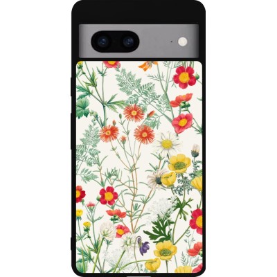 Coque Google Pixel 7a - Silicone rigide noir Flora Botanical Wildlife