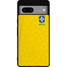 Coque Google Pixel 7a - Silicone rigide noir Maillot de football Brésil 2022 personnalisable