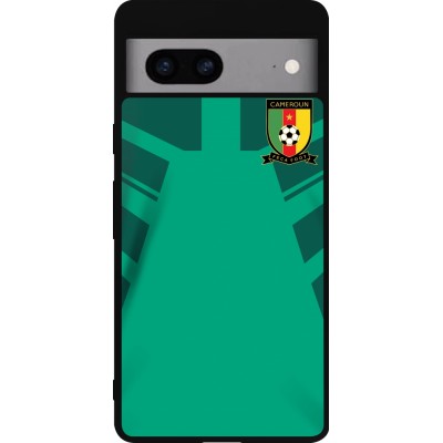 Coque Google Pixel 7a - Silicone rigide noir Maillot de football Cameroun 2022 personnalisable