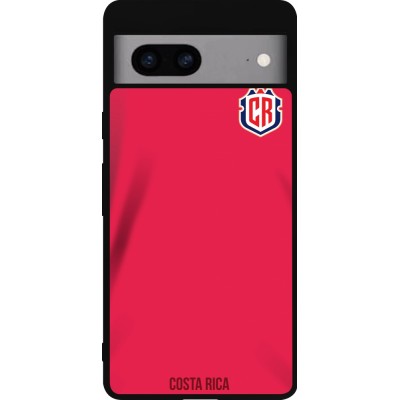 Coque Google Pixel 7a - Silicone rigide noir Maillot de football Costa Rica 2022 personnalisable