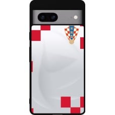 Coque Google Pixel 7a - Silicone rigide noir Maillot de football Croatie 2022 personnalisable