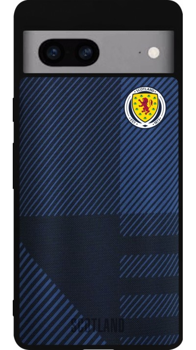 Coque Google Pixel 7a - Silicone rigide noir Maillot de football Ecosse personnalisable