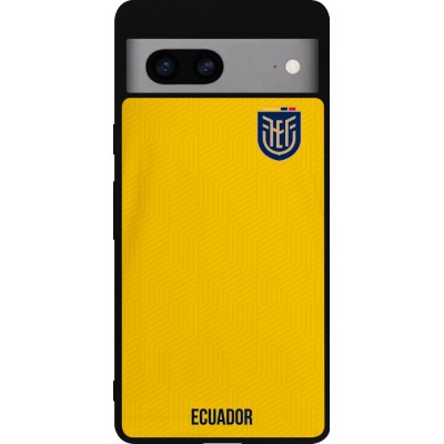 Coque Google Pixel 7a - Silicone rigide noir Maillot de football Equateur 2022