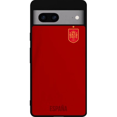 Coque Google Pixel 7a - Silicone rigide noir Maillot de football Espagne 2022 personnalisable