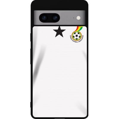 Coque Google Pixel 7a - Silicone rigide noir Maillot de football Ghana 2022 personnalisable