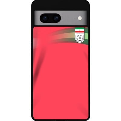 Coque Google Pixel 7a - Silicone rigide noir Maillot de football Iran 2022 personnalisable