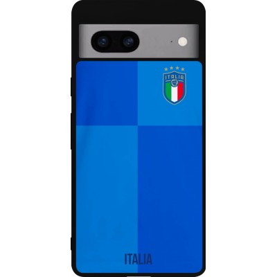 Coque Google Pixel 7a - Silicone rigide noir Maillot de football Italie 2022 personnalisable