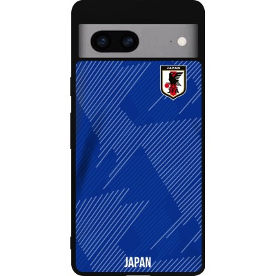 Coque Google Pixel 7a - Silicone rigide noir Maillot de football Japon 2022 personnalisable