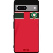 Coque Google Pixel 7a - Silicone rigide noir Maillot de football Maroc 2022 personnalisable