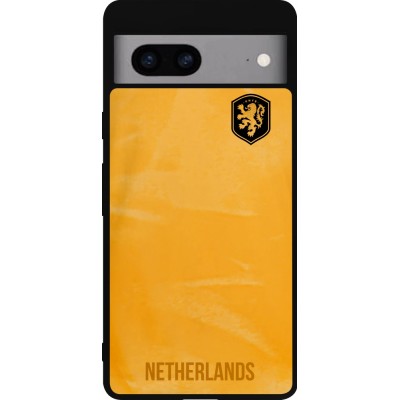 Coque Google Pixel 7a - Silicone rigide noir Maillot de football Pays-Bas 2022 personnalisable