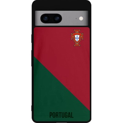 Coque Google Pixel 7a - Silicone rigide noir Maillot de football Portugal 2022