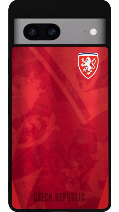 Coque Google Pixel 7a - Silicone rigide noir Maillot de football République Tchèque personnalisable