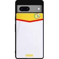 Coque Google Pixel 7a - Silicone rigide noir Maillot de football Senegal 2022 personnalisable