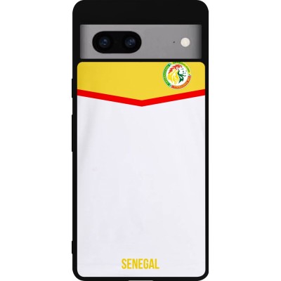 Coque Google Pixel 7a - Silicone rigide noir Maillot de football Senegal 2022 personnalisable