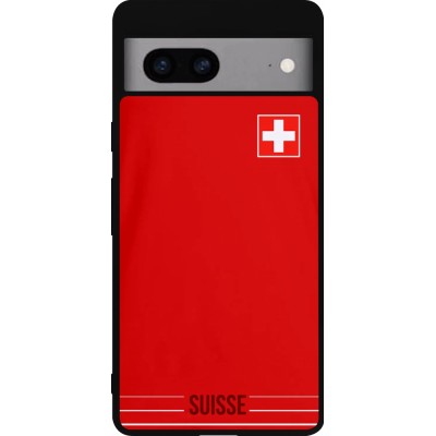 Coque Google Pixel 7a - Silicone rigide noir Football shirt Switzerland 2022