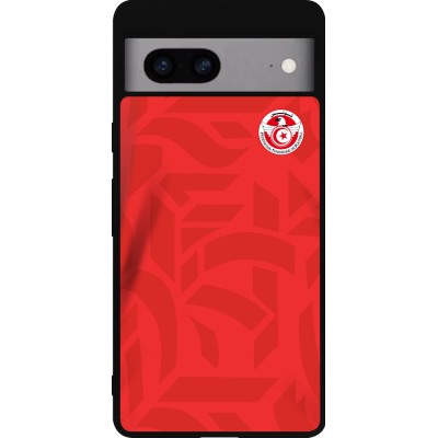 Coque Google Pixel 7a - Silicone rigide noir Maillot de football Tunisie 2022 personnalisable