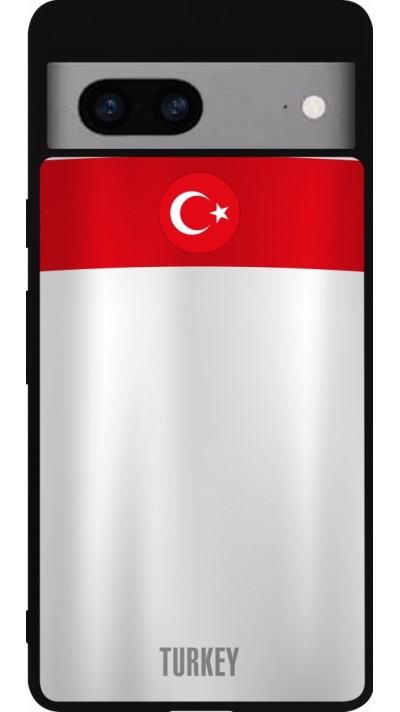 Coque Google Pixel 7a - Silicone rigide noir Maillot de football Turquie personnalisable