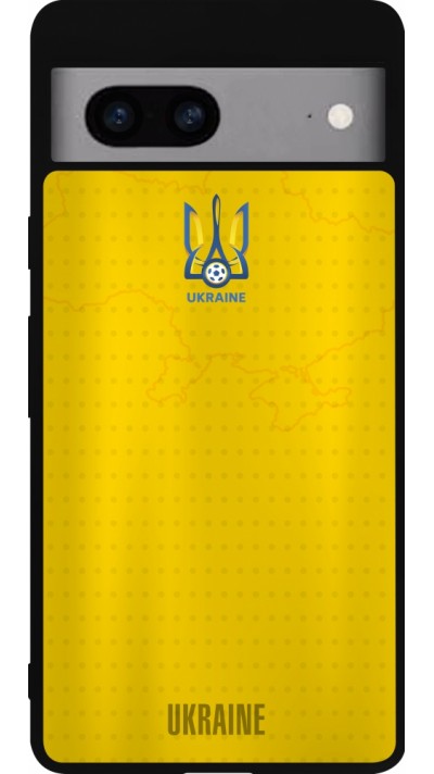 Coque Google Pixel 7a - Silicone rigide noir Maillot de football Ukraine
