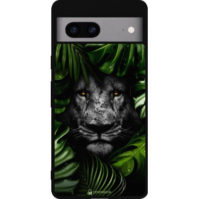 Coque Google Pixel 7a - Silicone rigide noir Forest Lion