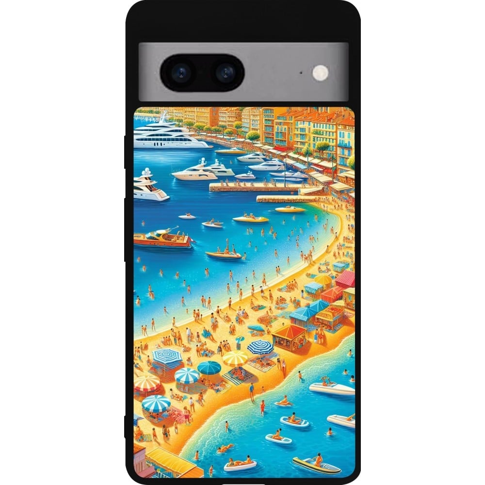 Coque Google Pixel 7a - Silicone rigide noir French Riviera People