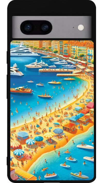 Coque Google Pixel 7a - Silicone rigide noir French Riviera People